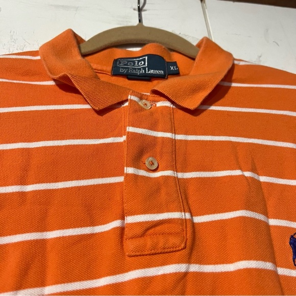 POLO By Ralph Lauren Polo Shirt Orange and White Striped Size XL - Picture 5 of 5
